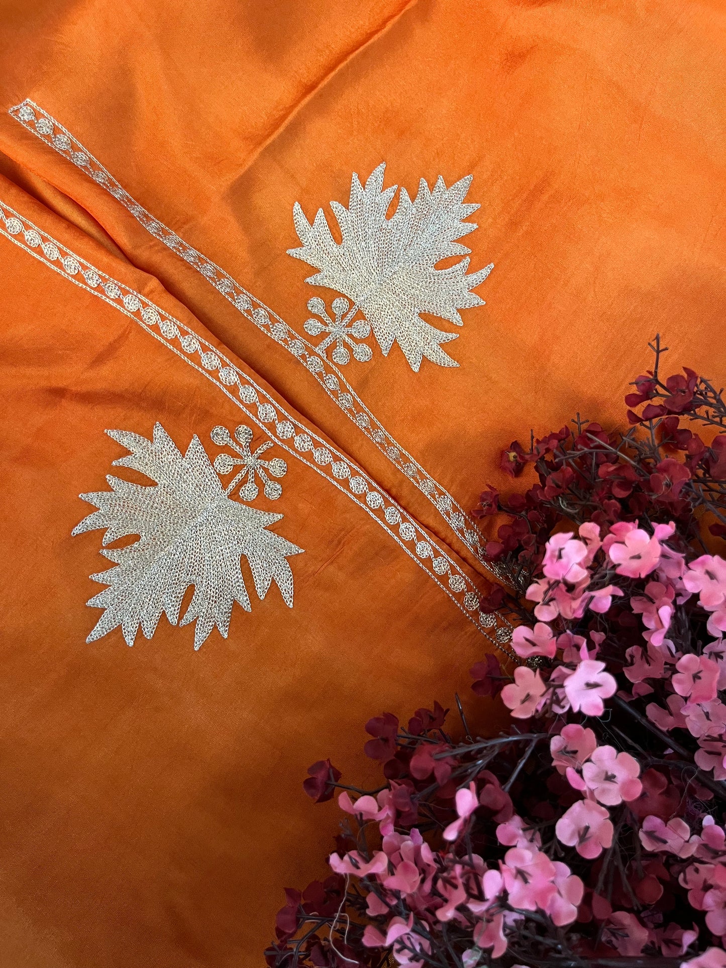 Light Orange Sanam’ Tilla Kashmiri Silk Suit