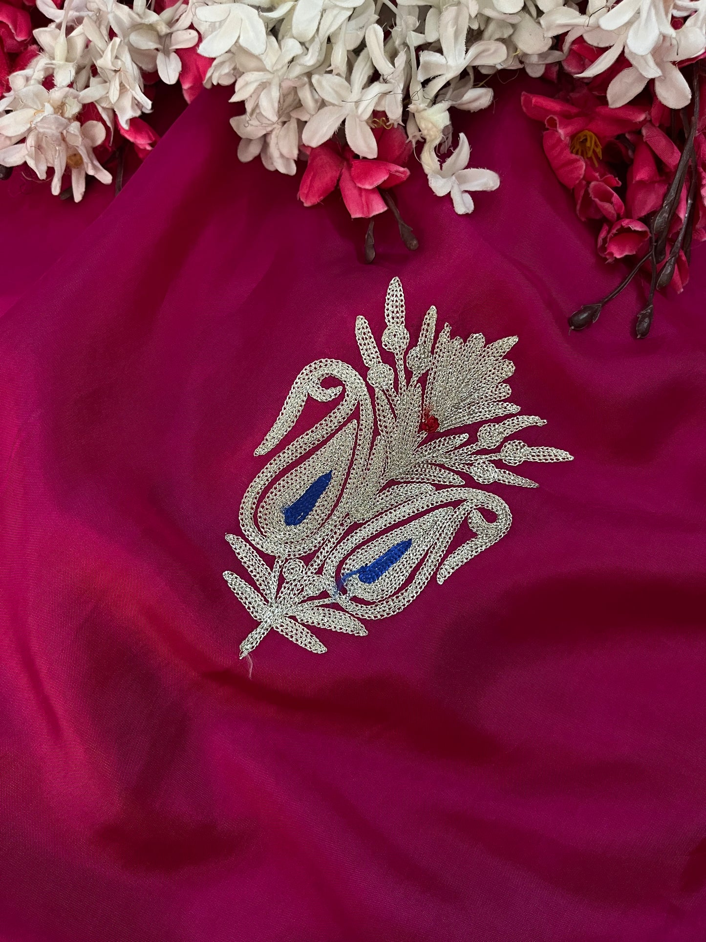 Hot Pink Opada Silk Kashmiri Suits