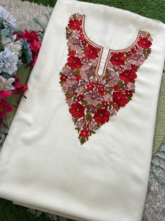 Off White Cotton Cord Set (Aari Embroidered)