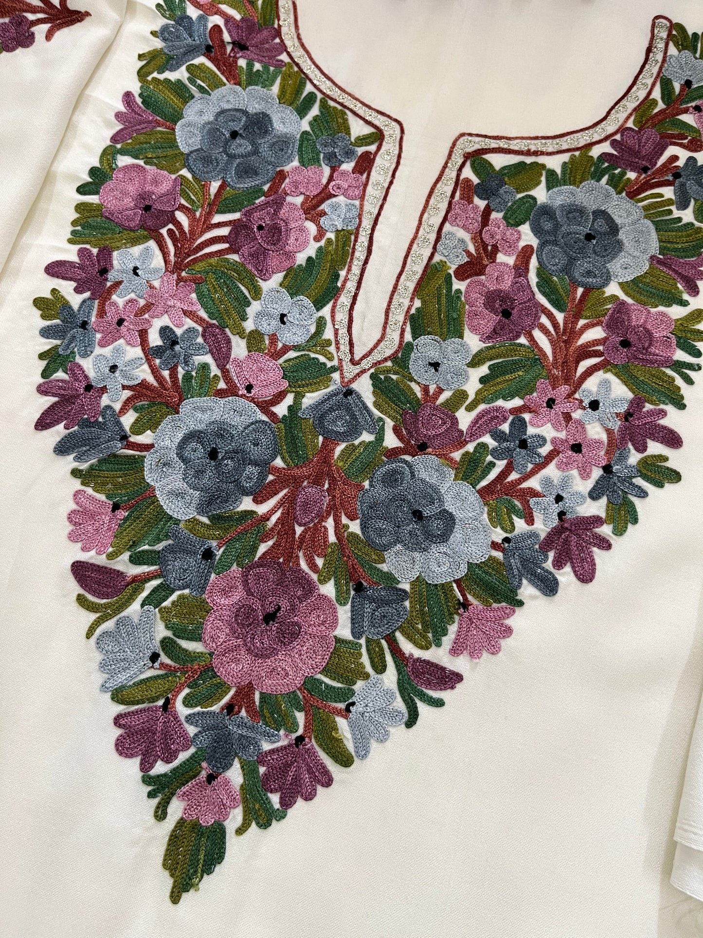 Off White Cotton Cord Set (Aari Embroidered)