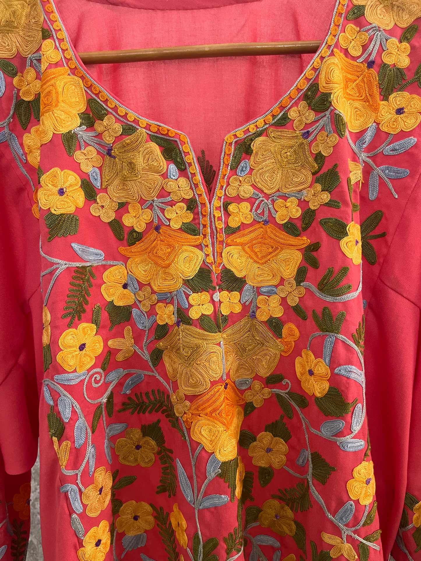 Pink Cotton Front Jaal Pheran Set  Size (48)