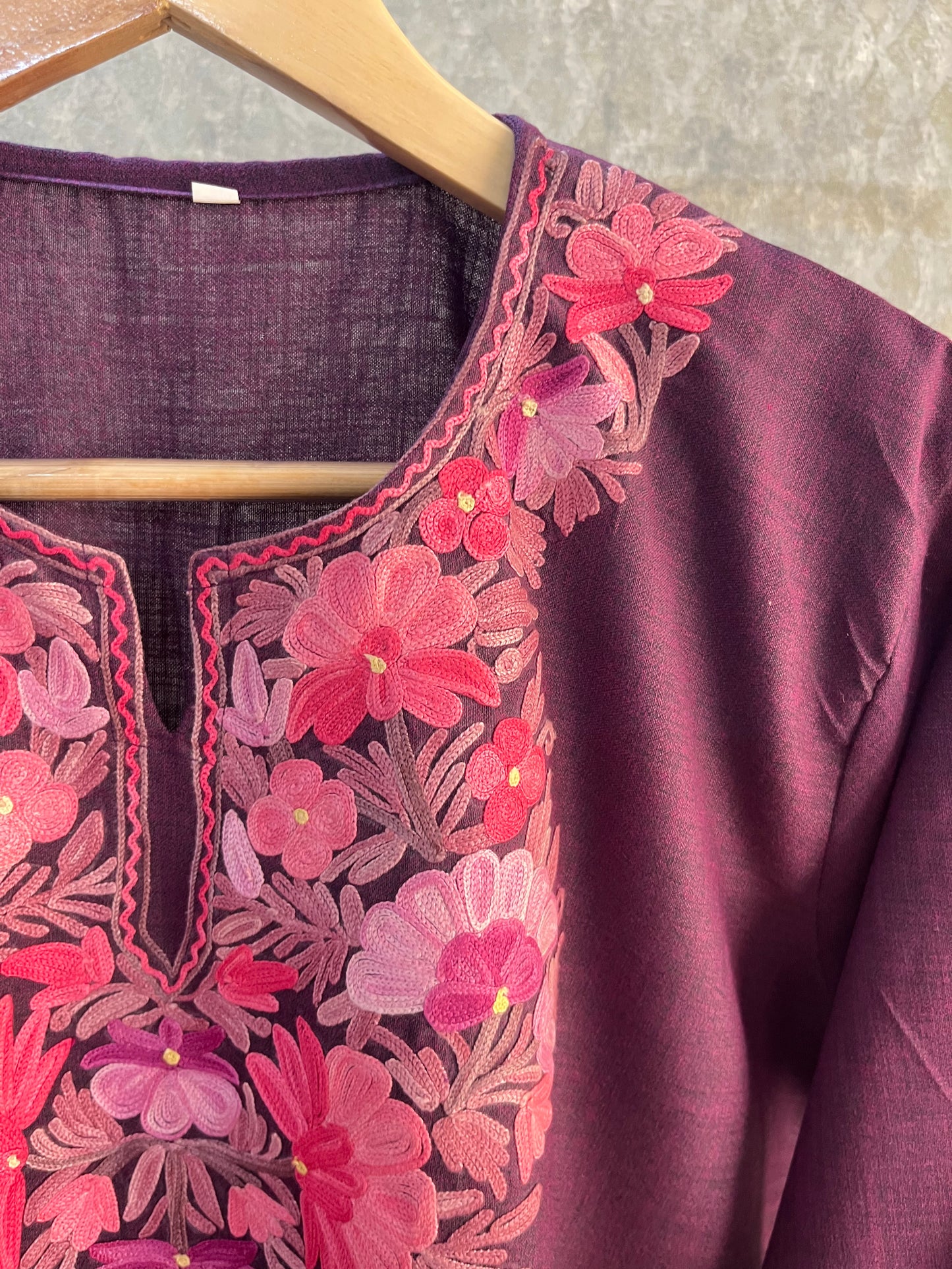 Wine Cotton Stitched Co-ord Set