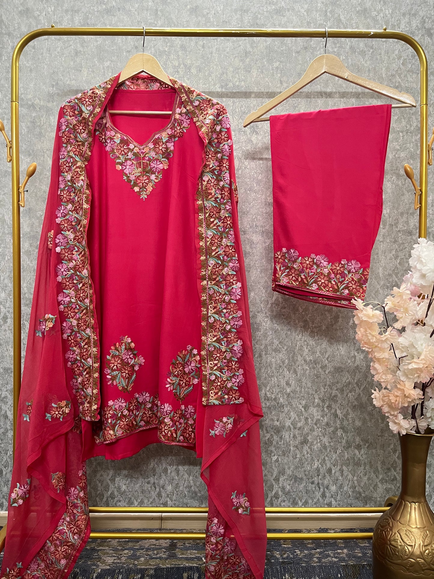 Carrot Pink Cotton Stitched Co-ord Set with dupatta (44)