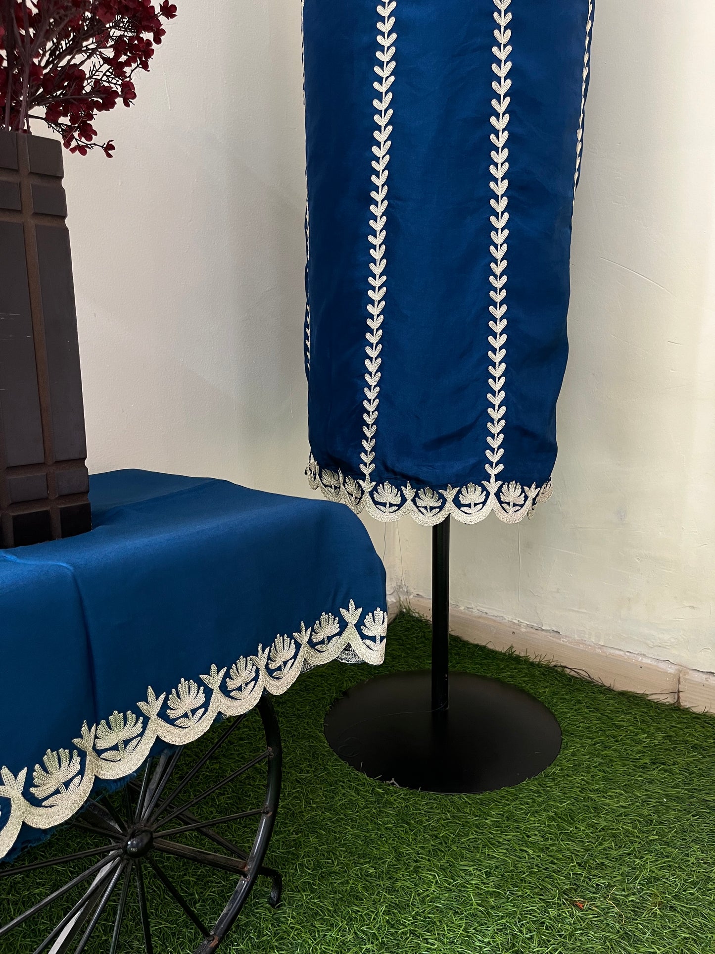 Sanam’ Royal Blue Silk Tilla Embroidered Suit material