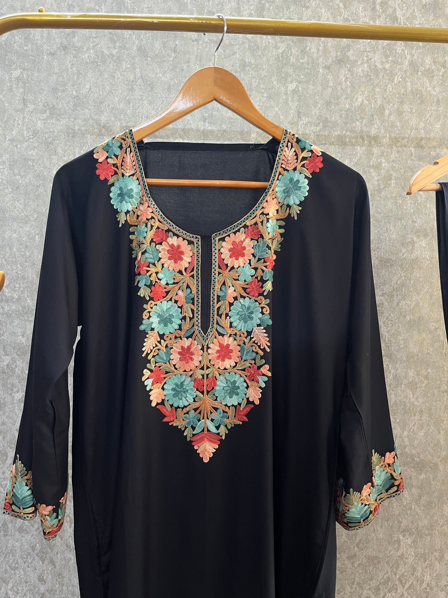 Black Cotton Stitched Co-ord Set(42)