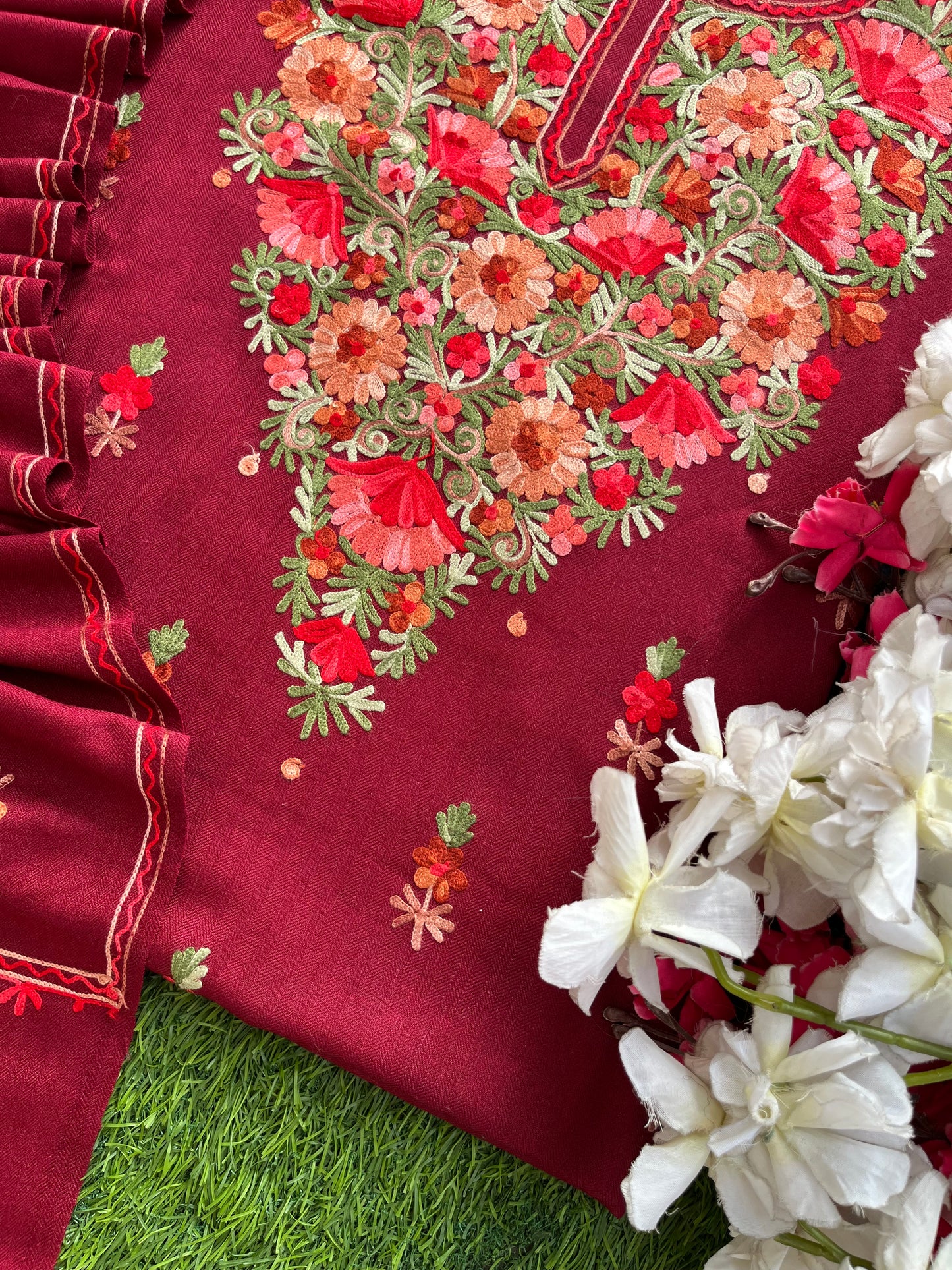 Coke Woollen Aari Embroidered 3pc suit