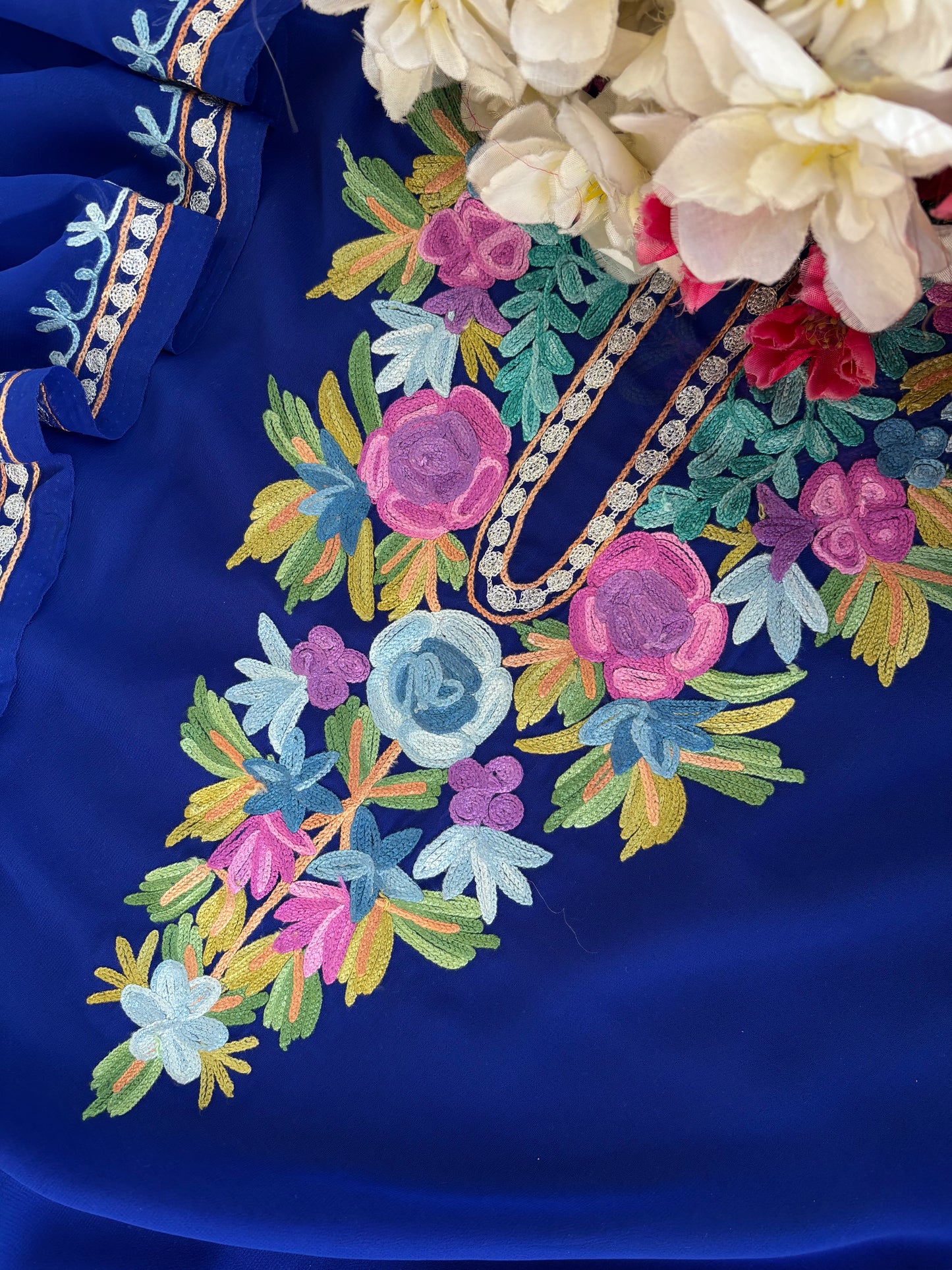 Electric Blue Georgette Kashmiri Suit