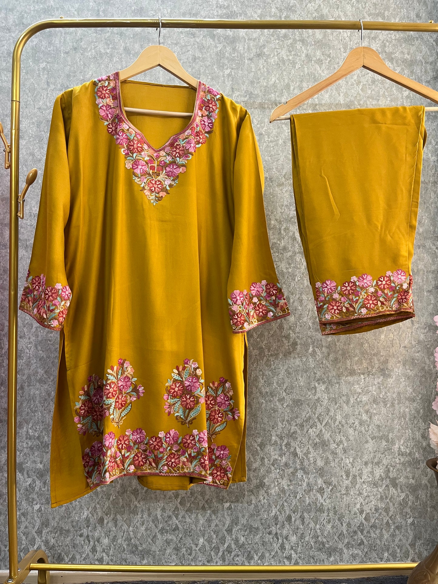 Gold Cotton Stitched Co-ord Set with dupatta (42)