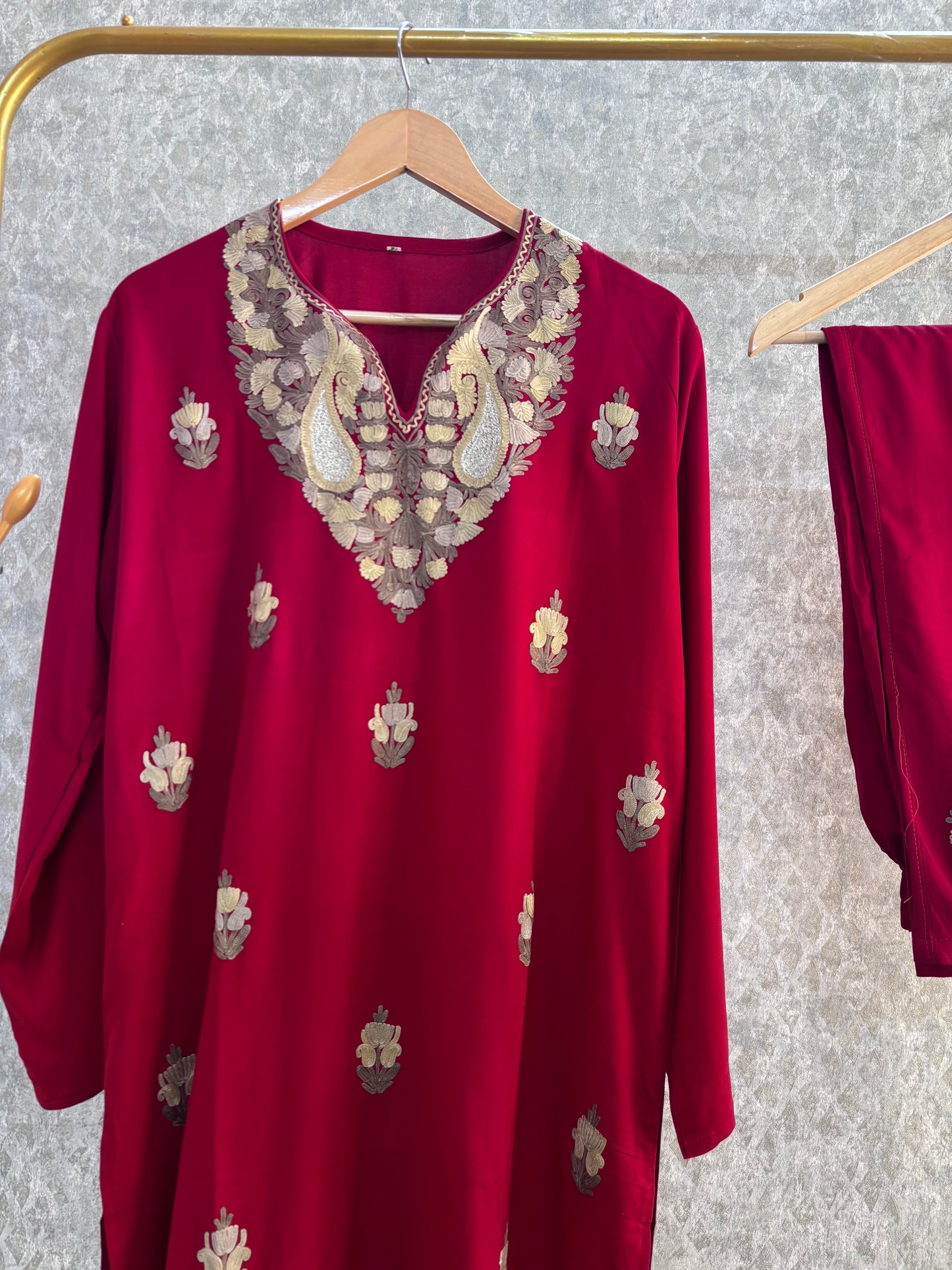 Maroon Cotton Cord Set Size(42)