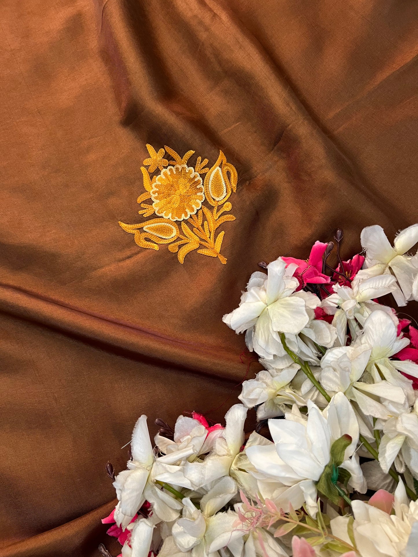 Soft Brown Opada Silk Kashmiri Suit