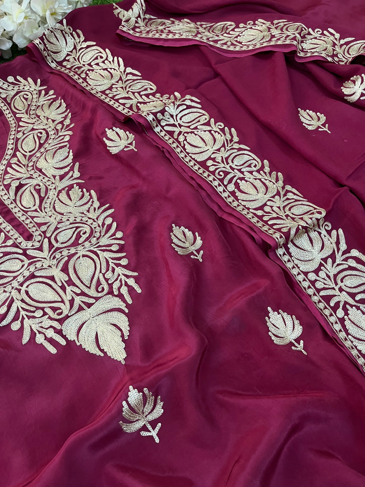 ‘Kalaa’ Burgundy Crape Kashmiri Suit