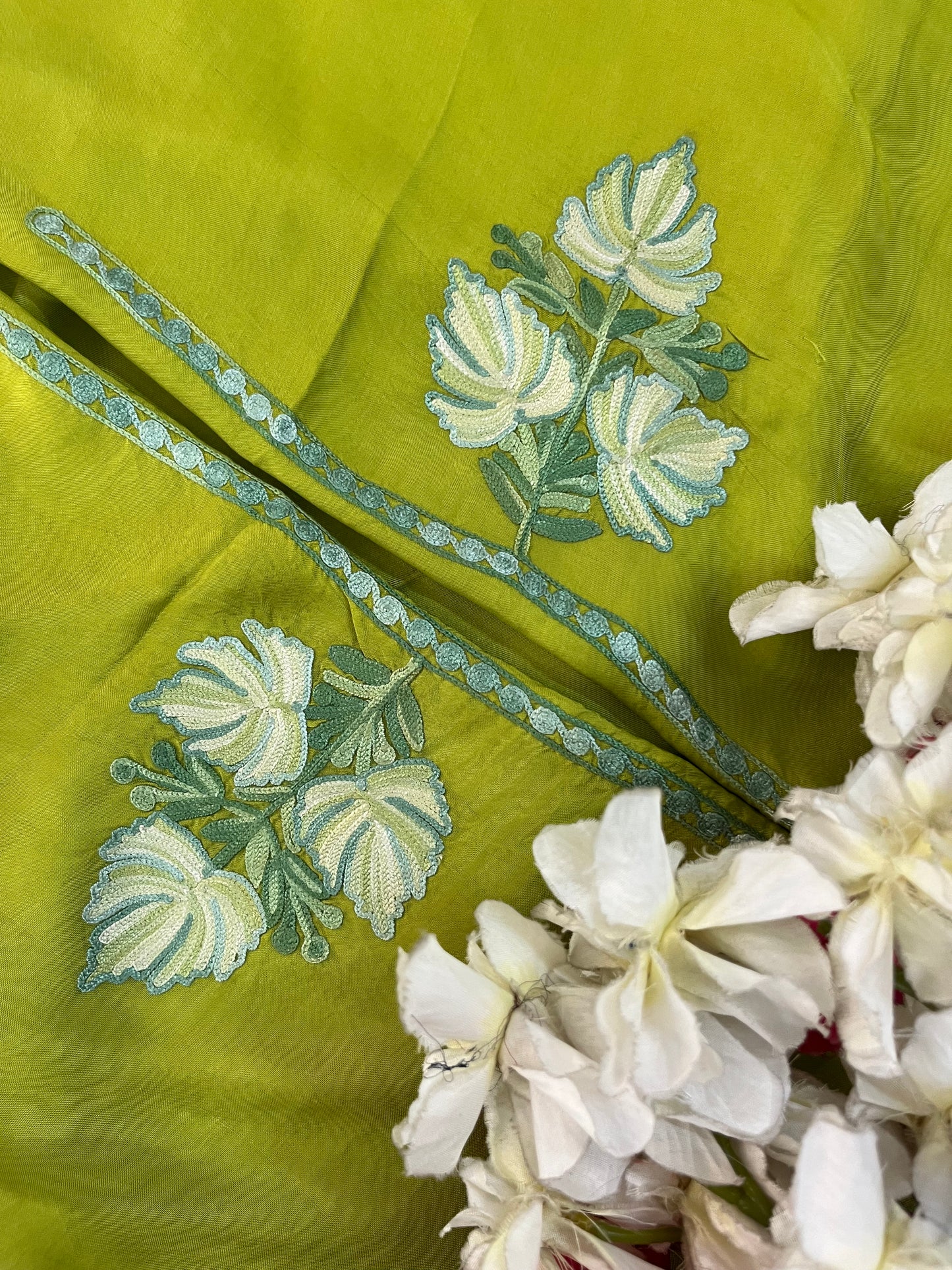 Lime Green Opada Silk Kashmiri Suit