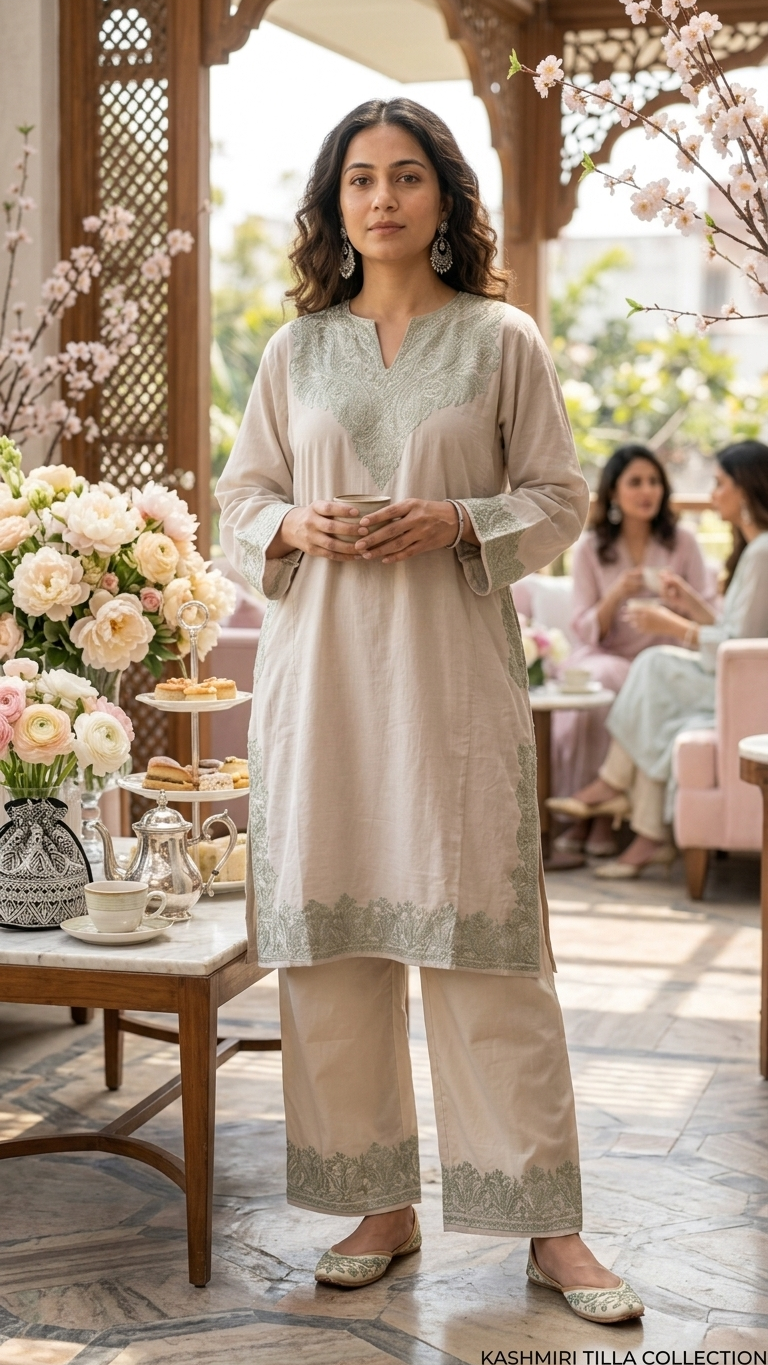 Ivory Cotton Kashmiri Pheran Set (46)