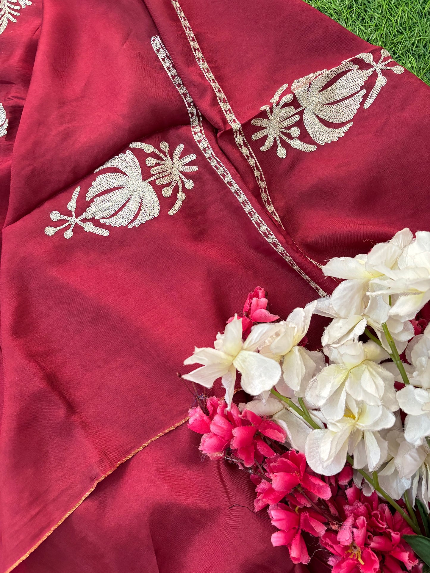 Sanam Silk Kashmiri Suit with Potli