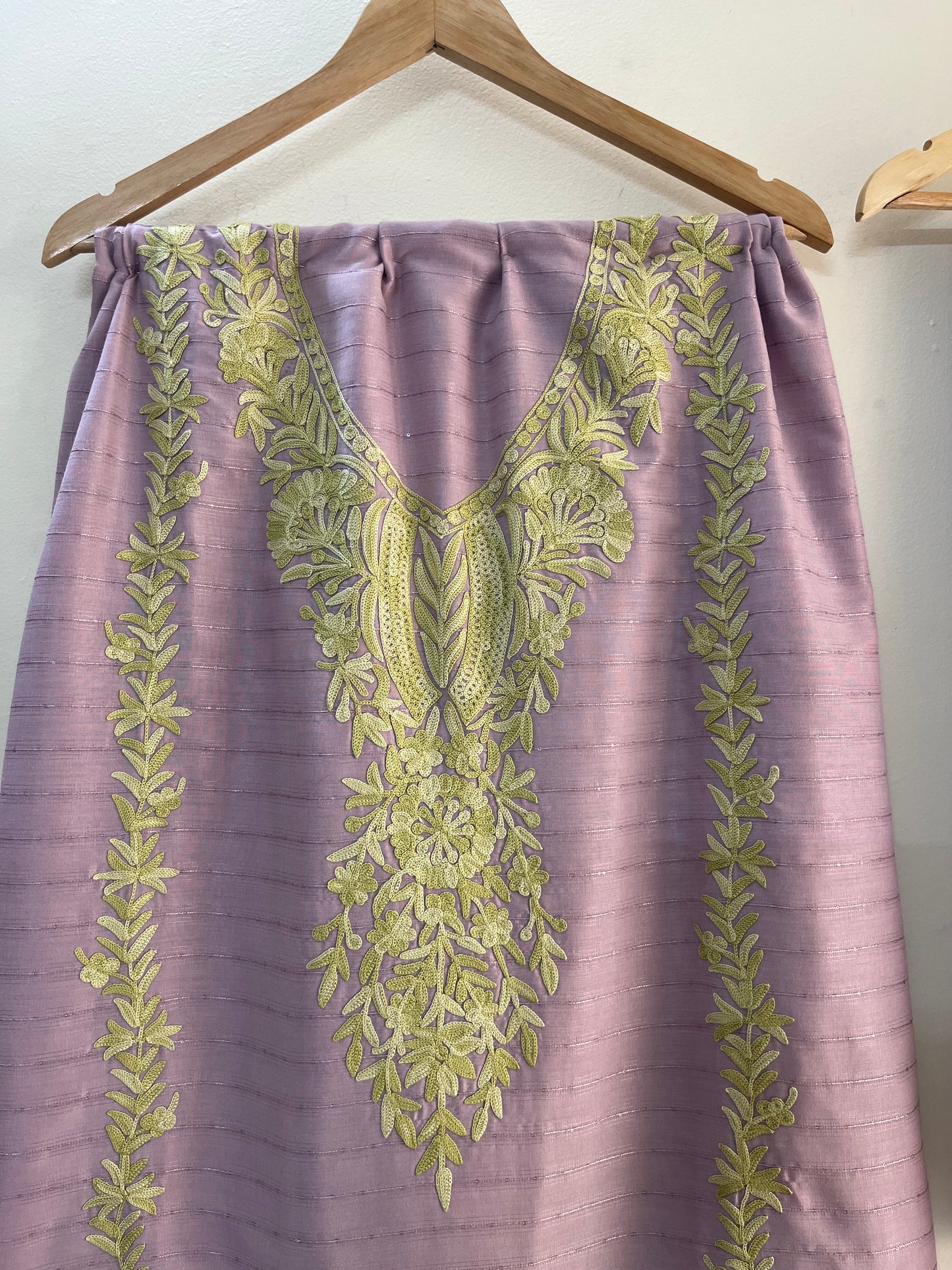 Lavender Muslin Cotton Striped Pattern Unstitched Co-ord Set