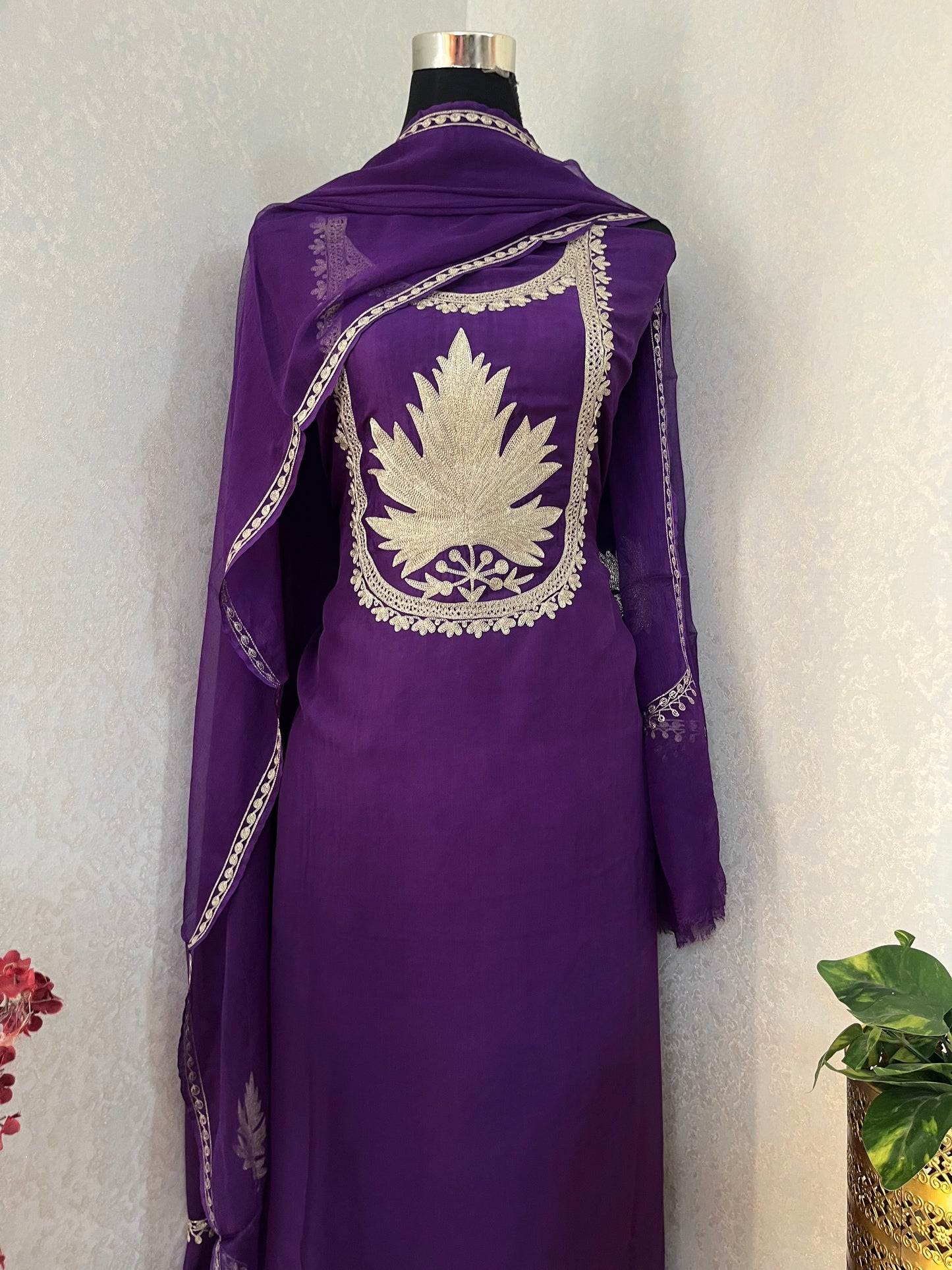 Dark purple Sanam Tilla Embroidered Suit material