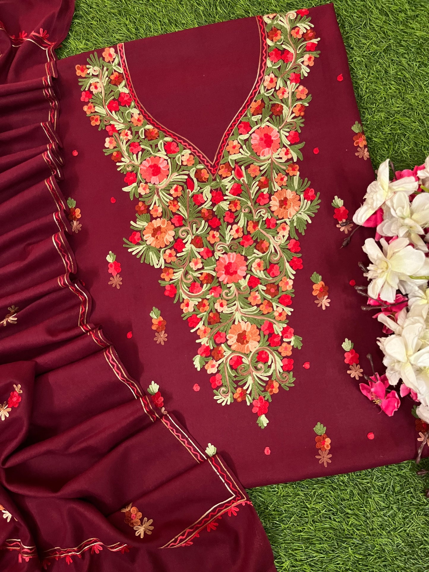 Coke Woollen Aari Embroidered 3pc suit