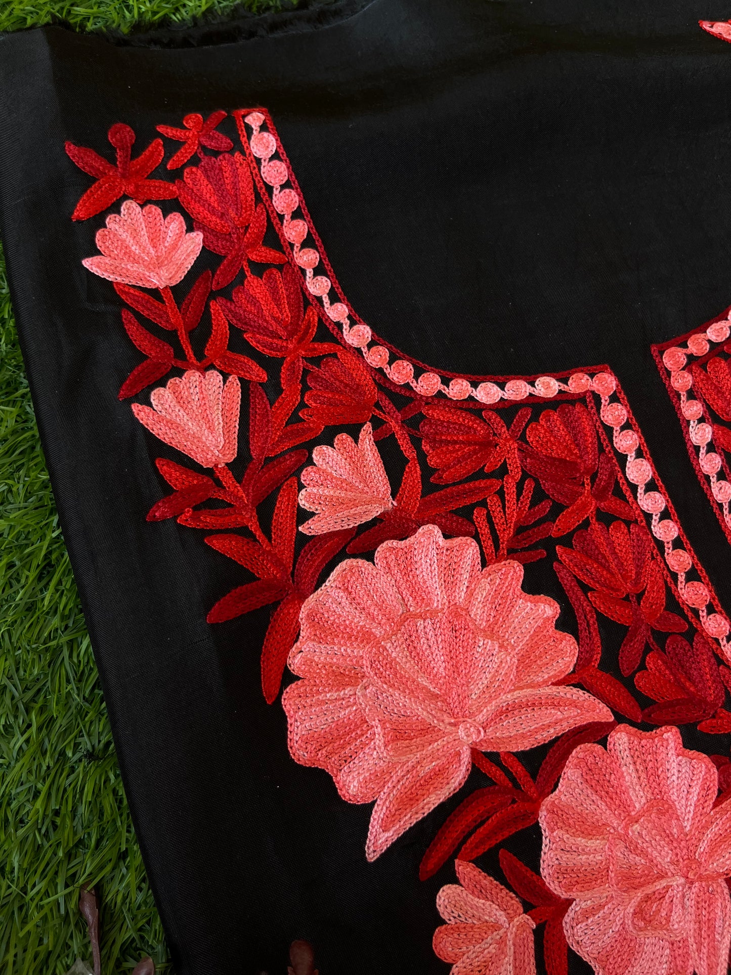 Black Opada Silk Kashmiri Suit