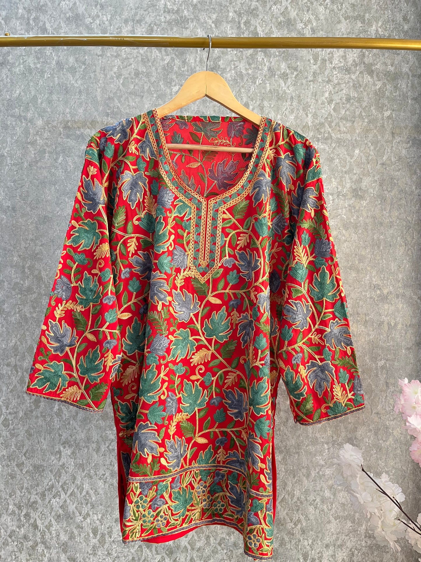 Red Crape Jaal Work (Front & Back) Kurta