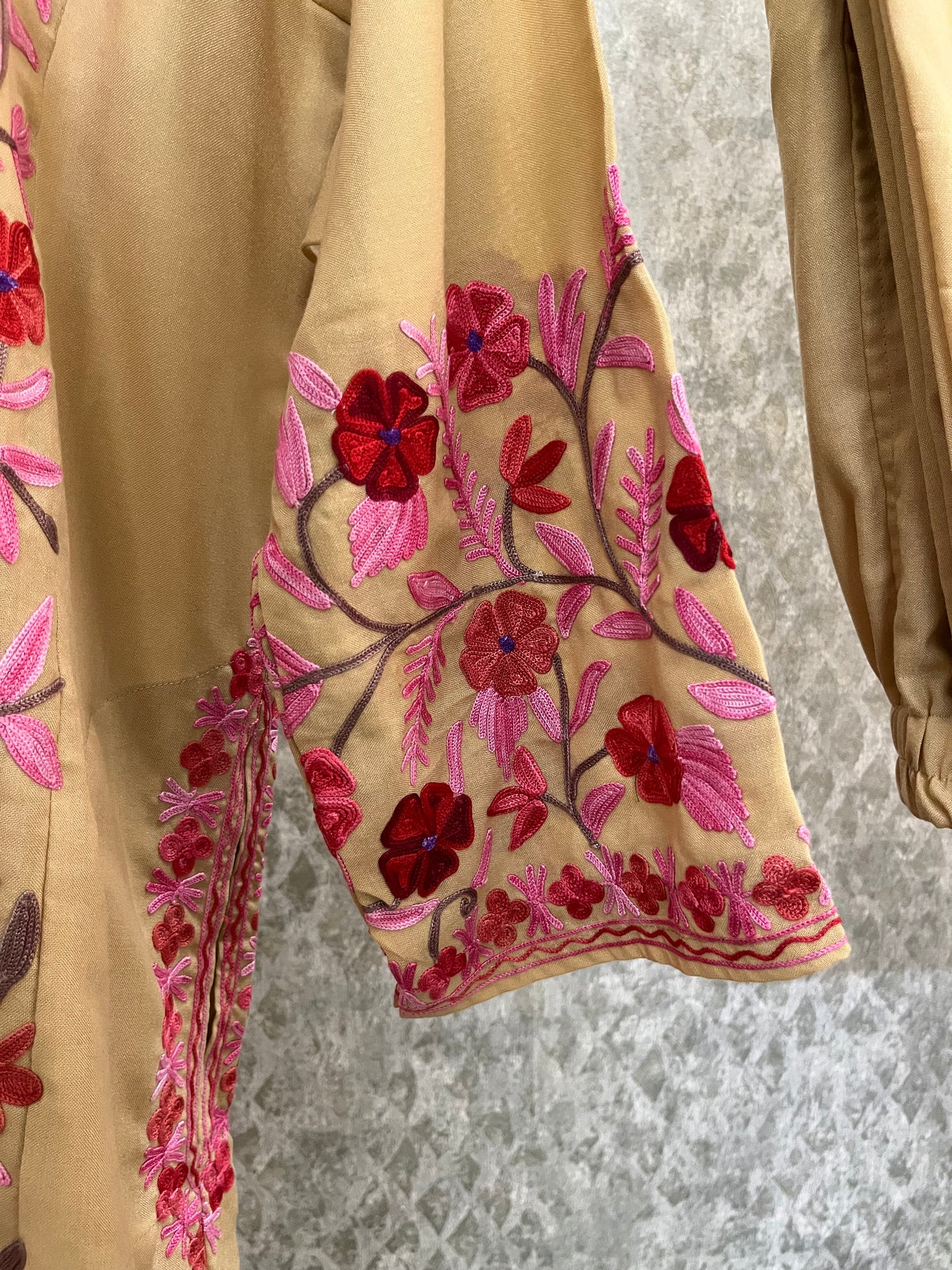 Beige Cotton Front Jaal Pheran Set