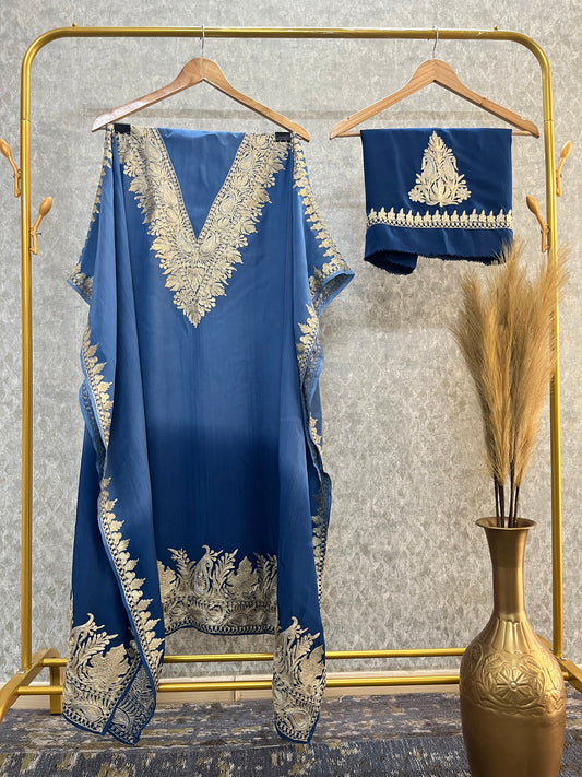 Crape Kashmiri Unstitched Kaftan Set