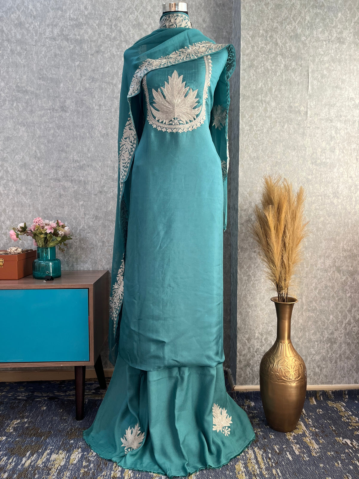 Soft Blue Sanam’ Tilla Kashmiri Silk Suit