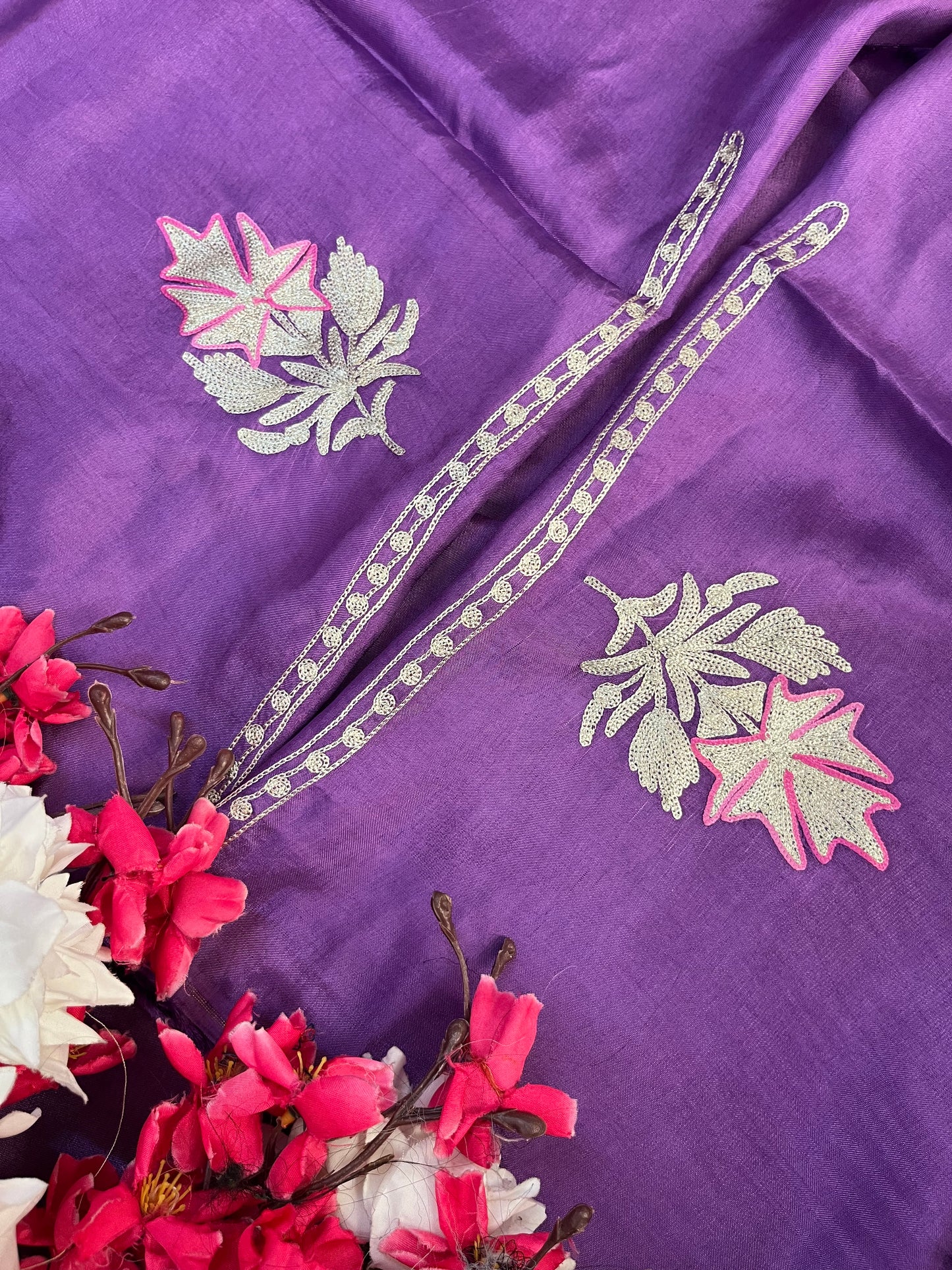 Lilac Silk Tilla Kashmiri Suit