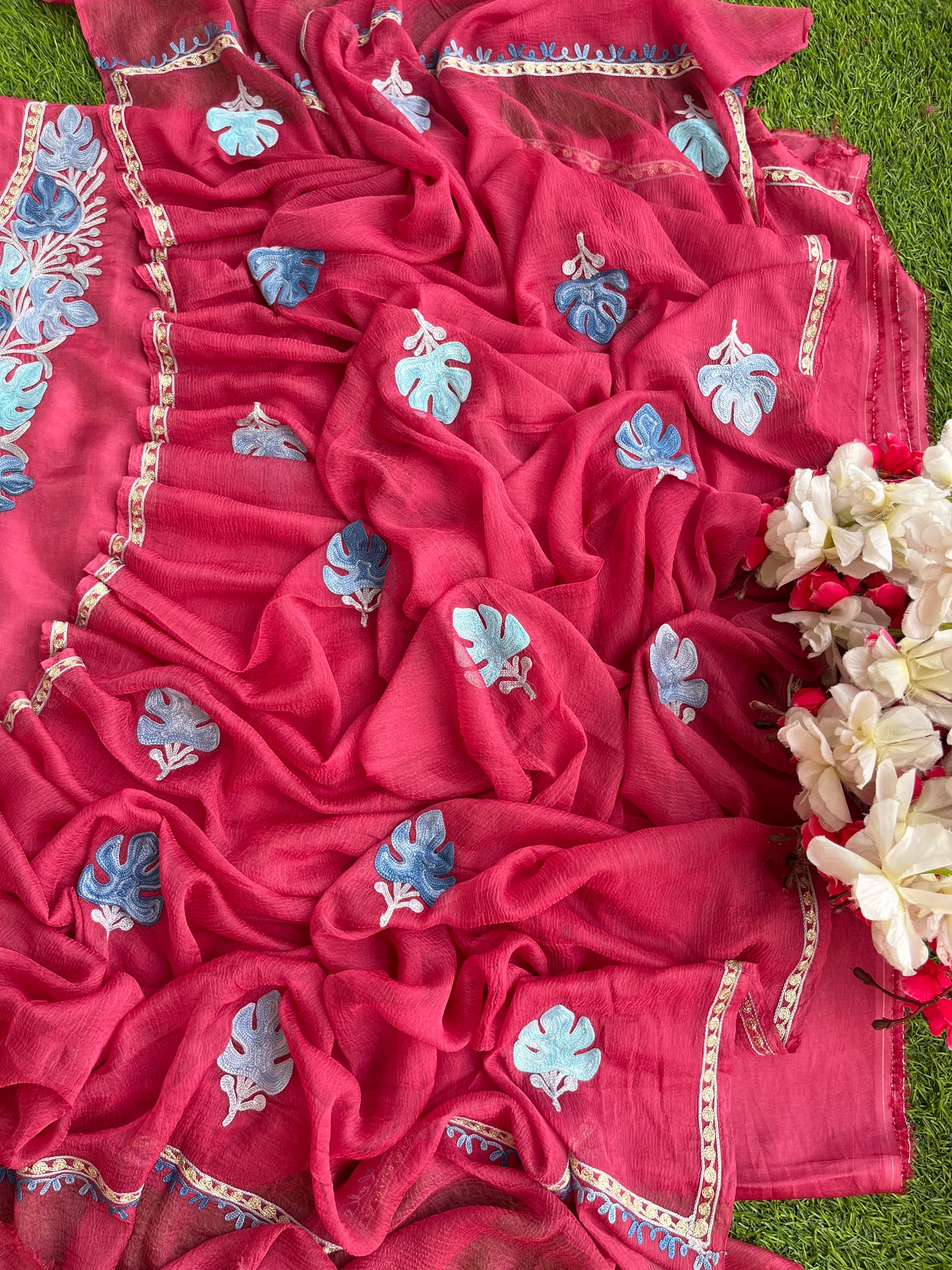 Onion Pink Opada Silk Kashmiri Suits