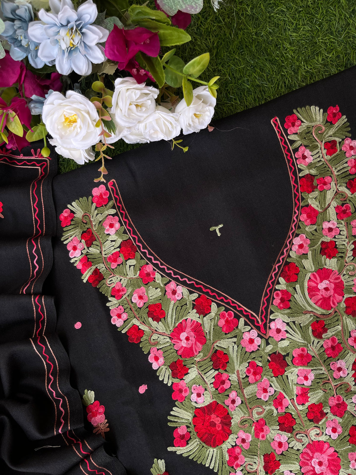 Black Woollen Aari Embroidered 3pc suit