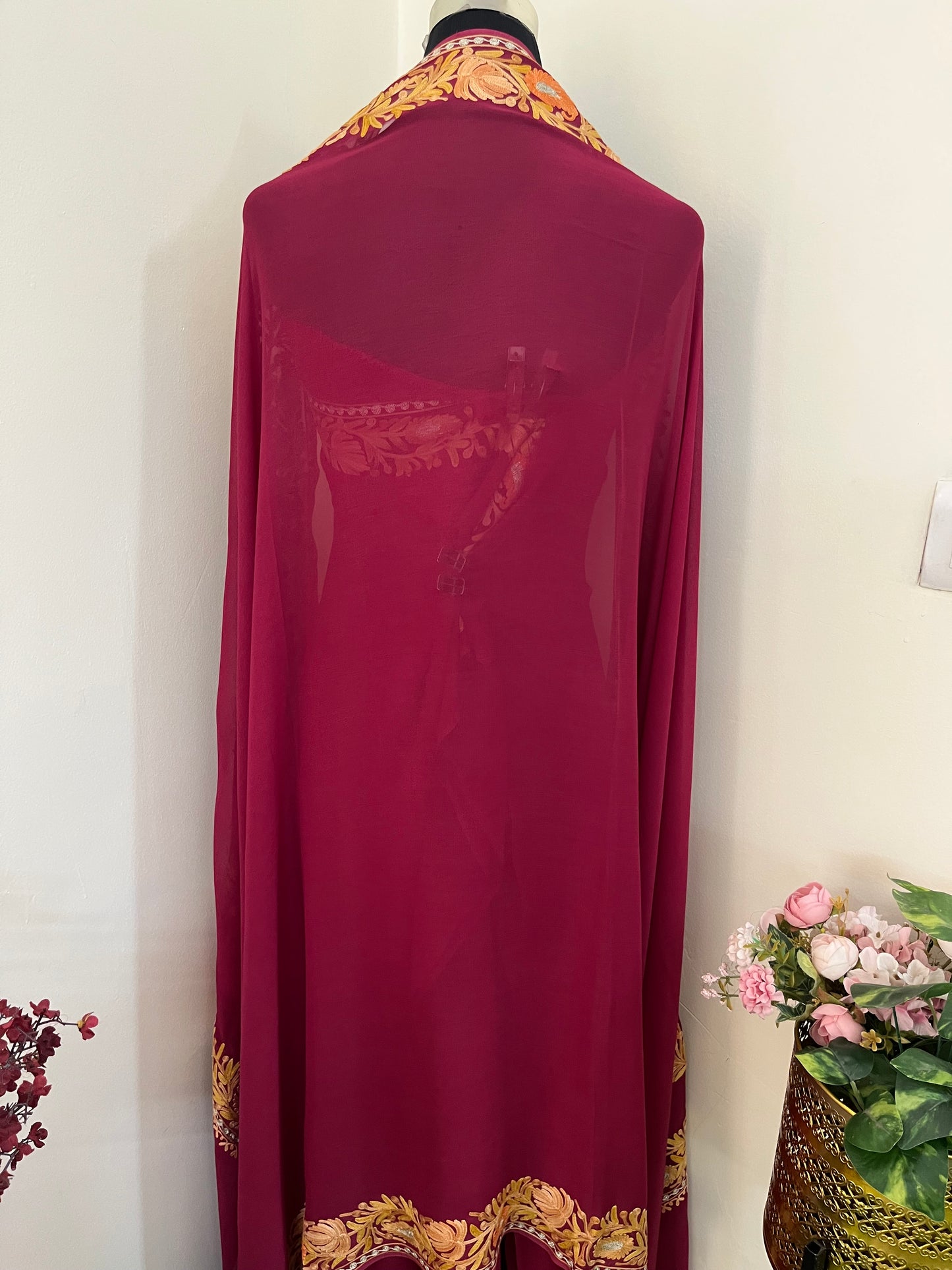 Maroon Pure Georgette Kashmiri Suit