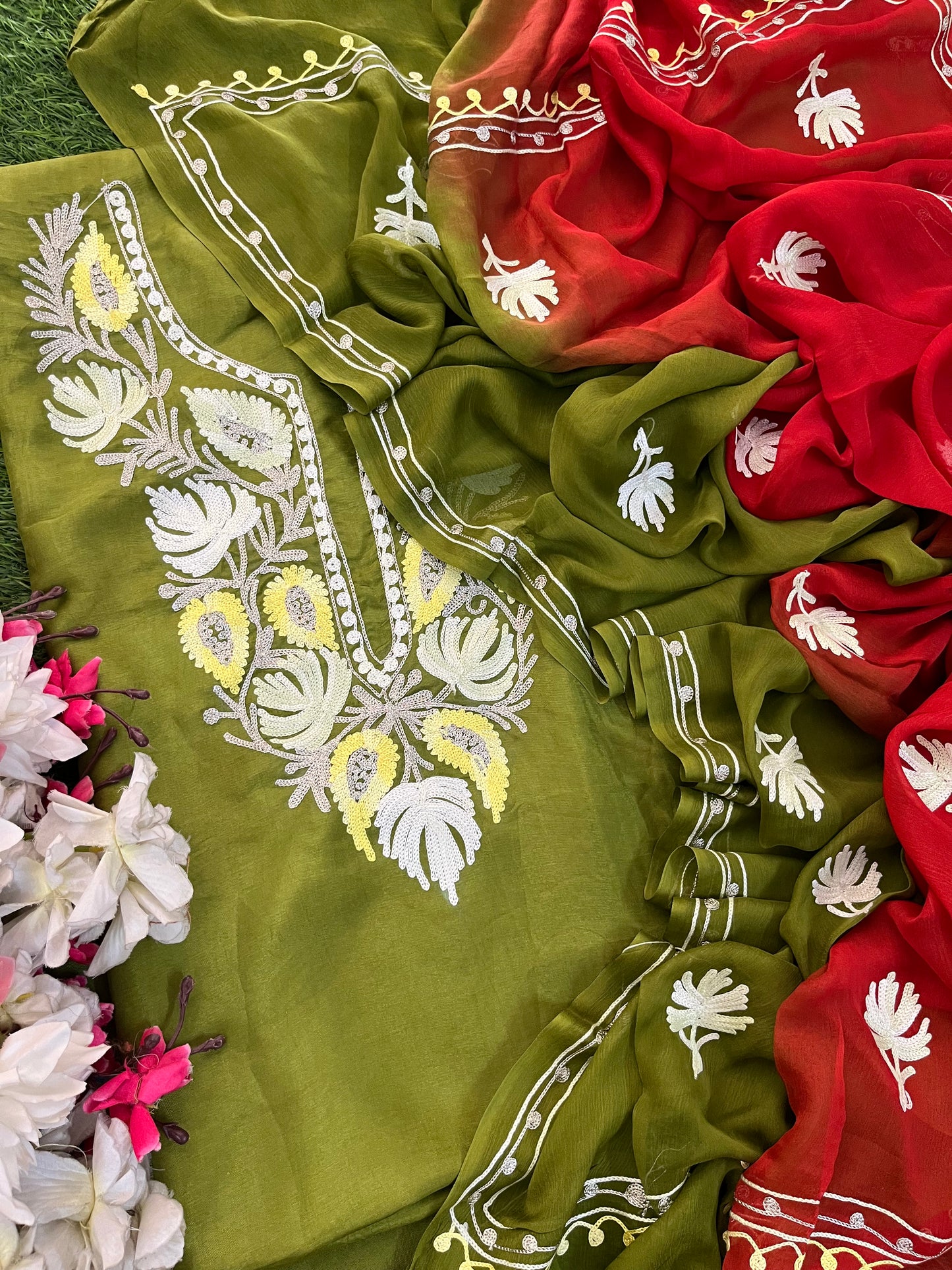 Heena Green Opada Silk Kashmiri Suit