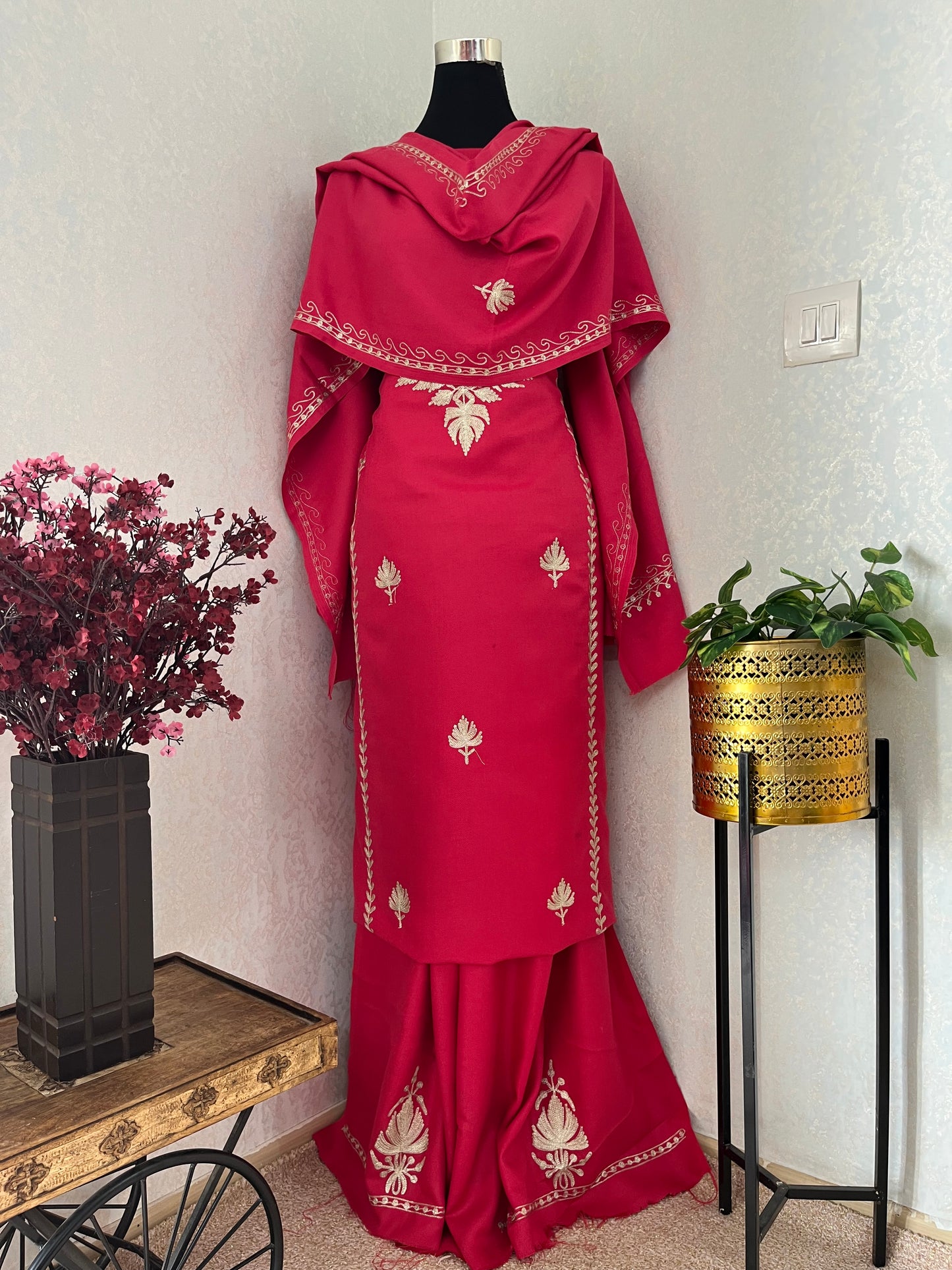 Carrot Pink Tilla Embroidered 3pc Suit Stole