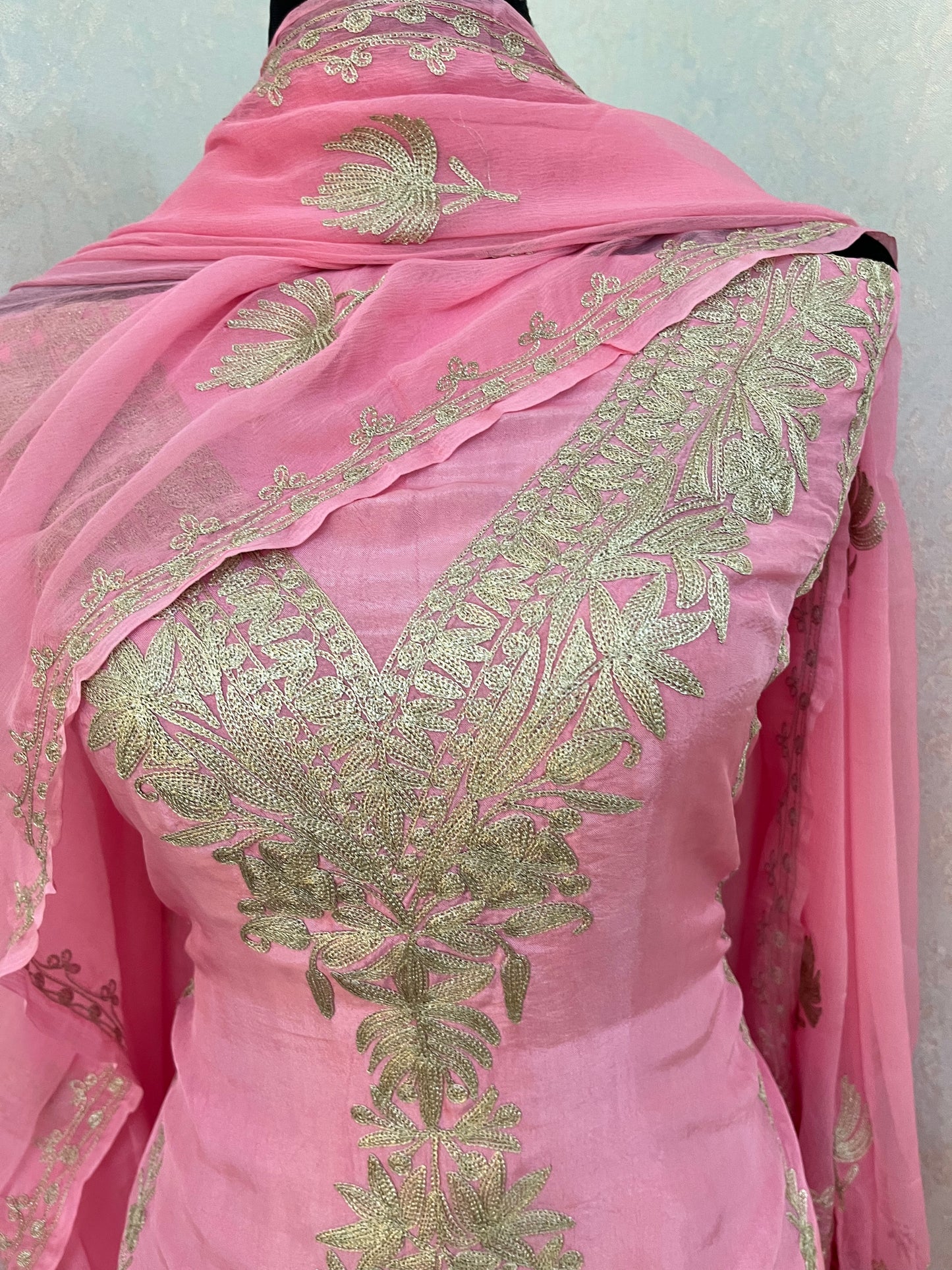 Soft Pink Tilla Kashmiri Silk Suit