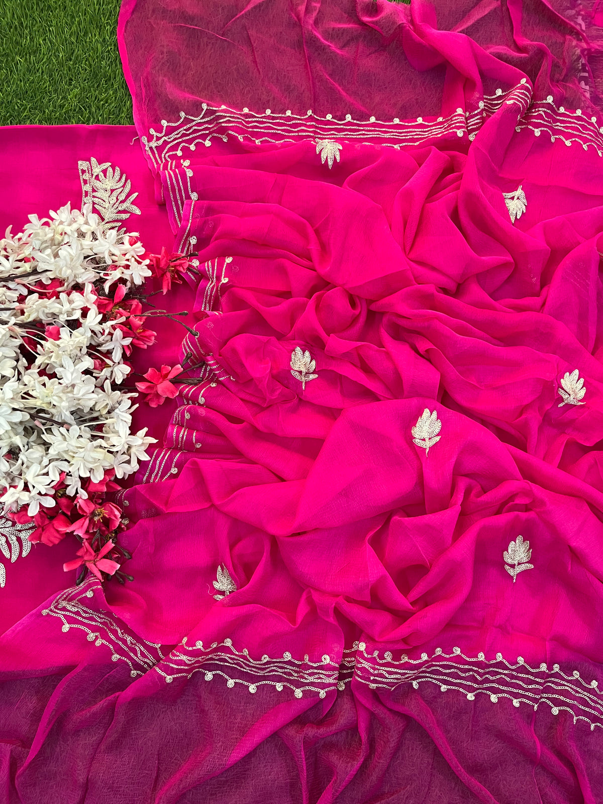 Hot Pink Silk Tilla Kashmiri Suit