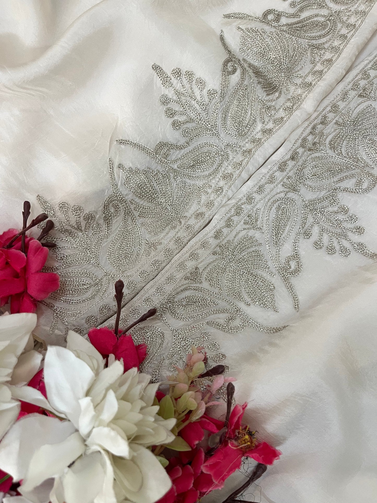 Ivory Sanam Silk Kashmiri Suit