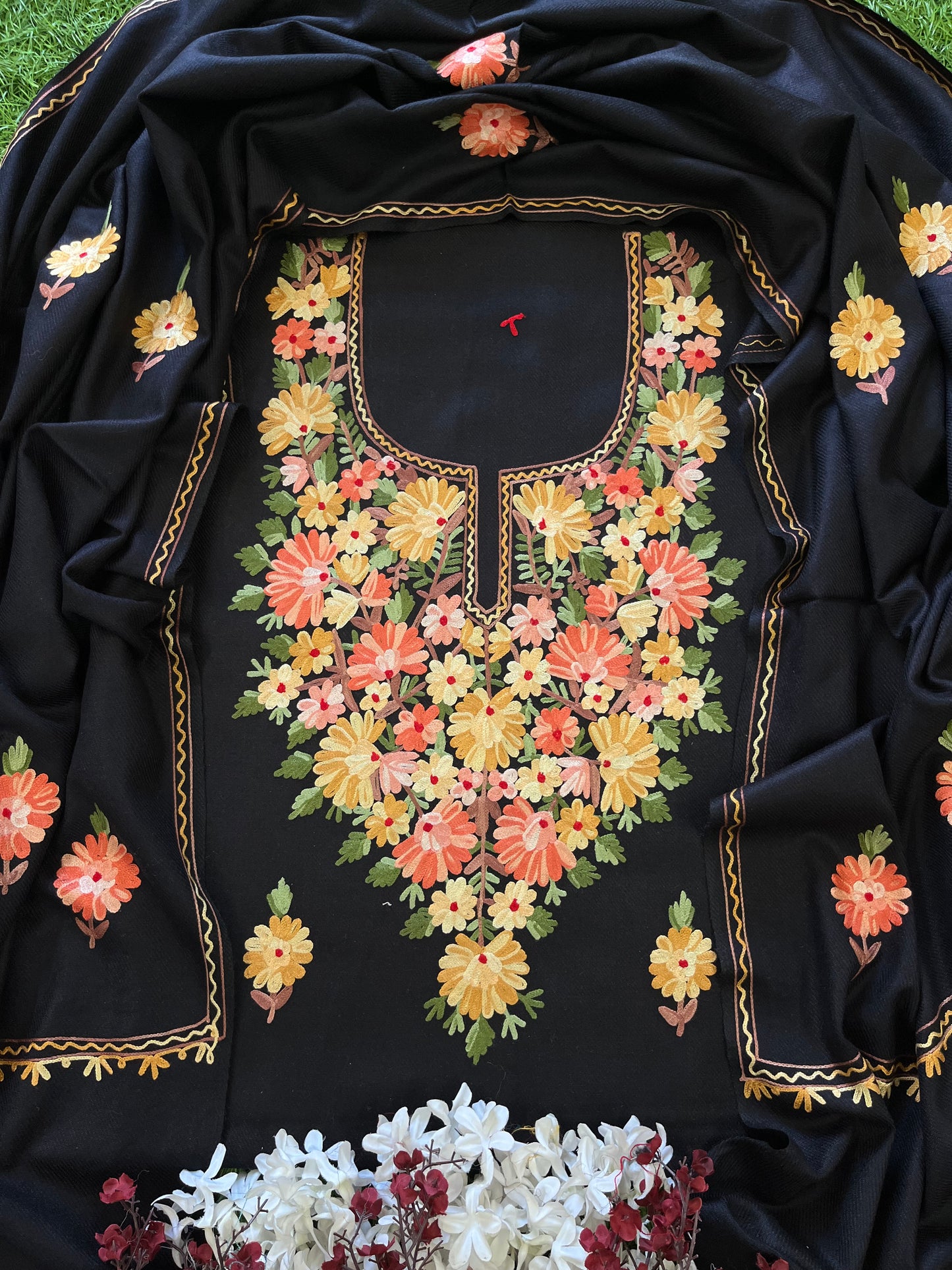 Black Woollen Aari Embroidered 3pc suit