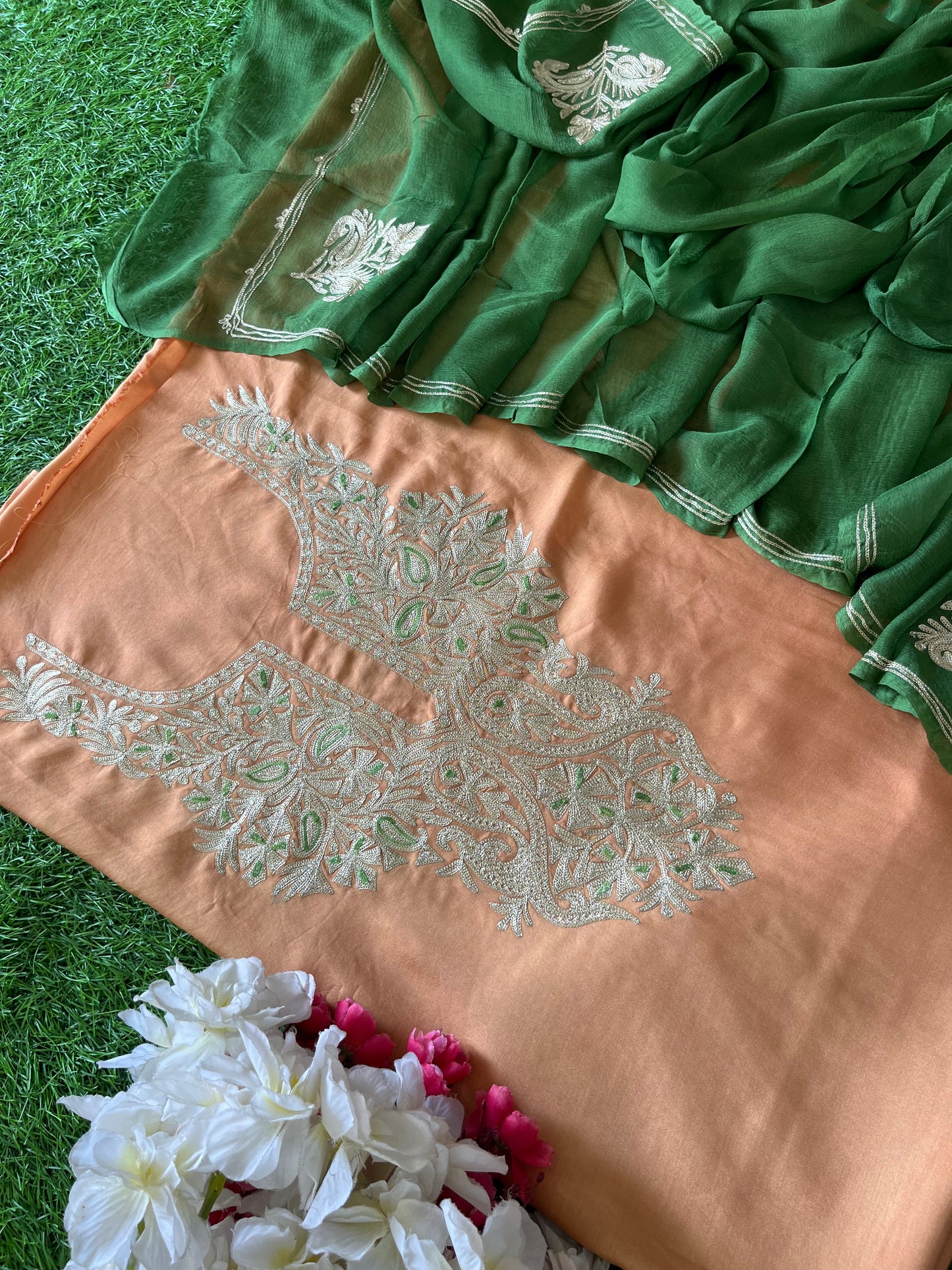 Apricot Silk Tilla Suit