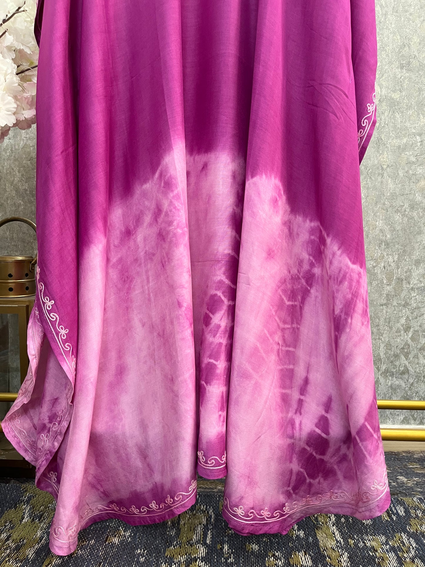 Hot Pink Pure Muslin Cotton Kashmiri Kaftan