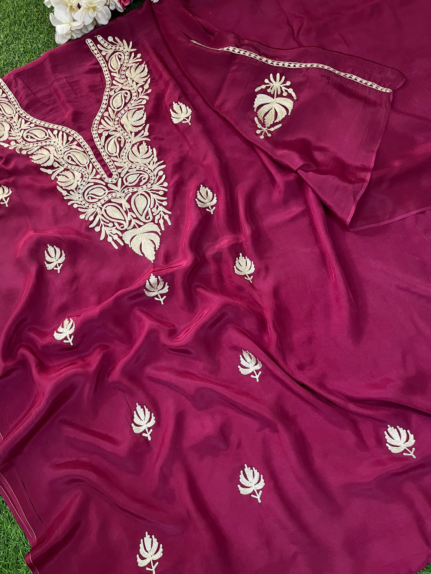 ‘Kalaa’ Burgundy Crape Kashmiri Suit