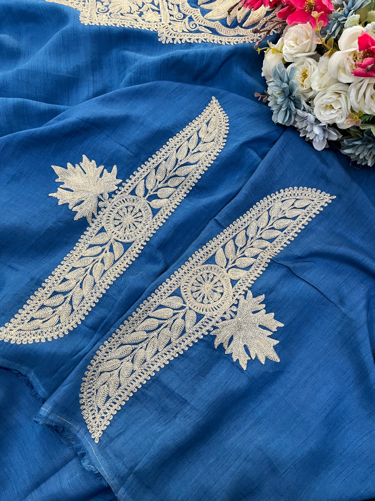 Indigo Silk Tilla Embroidered Suit