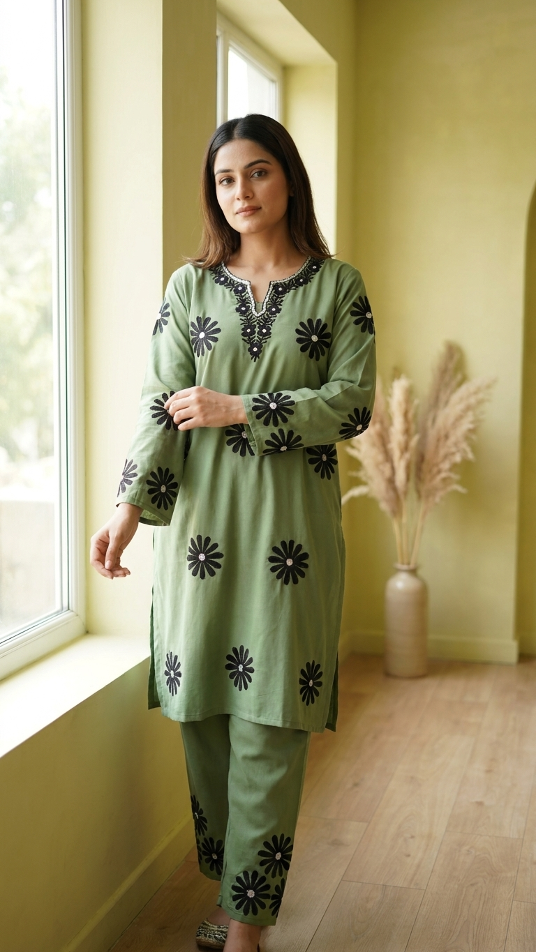 Soft Green Cotton Cord Set Size(42)