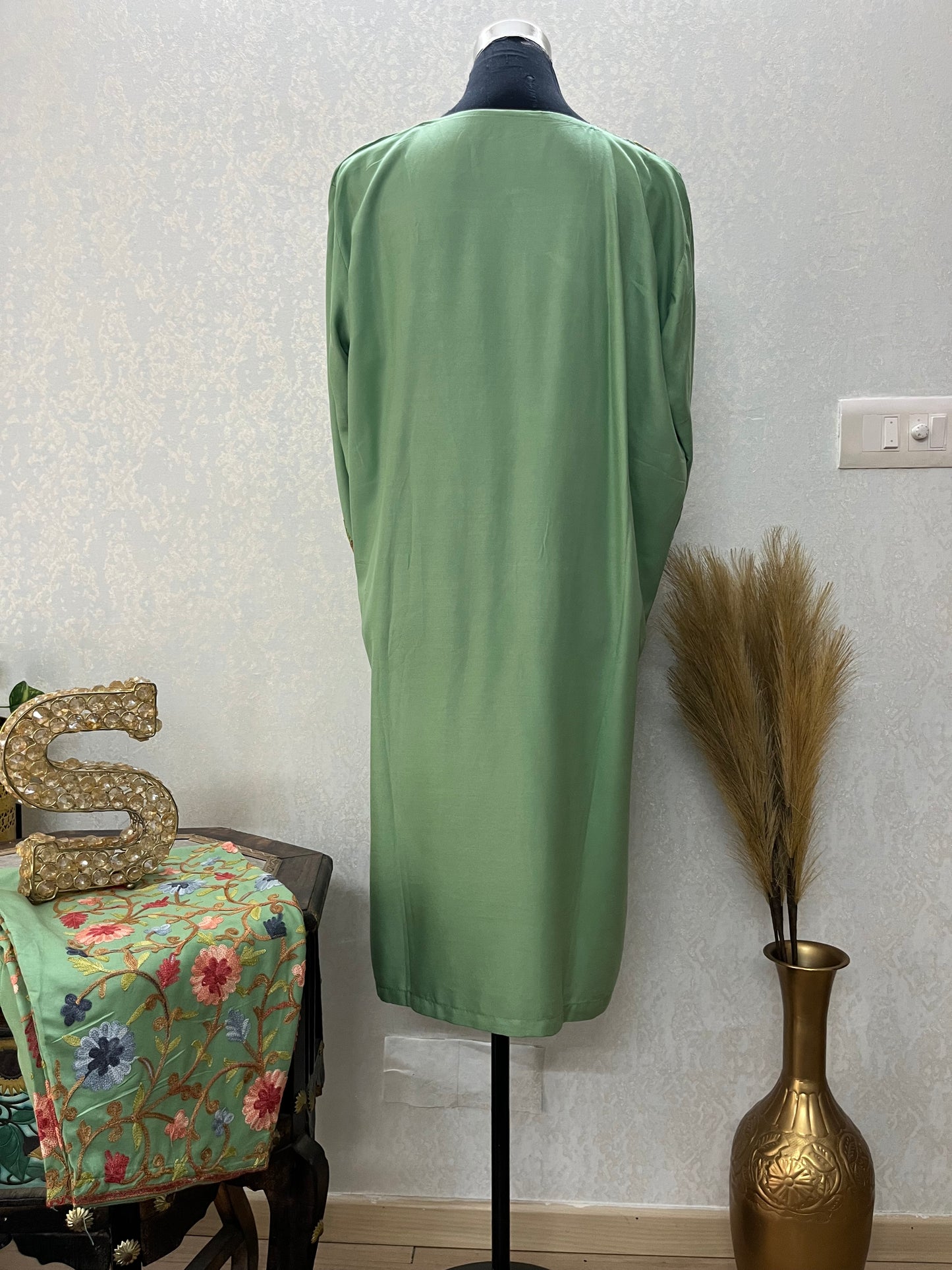 Pastel Green Cotton Stitched Co-ord Set (46)