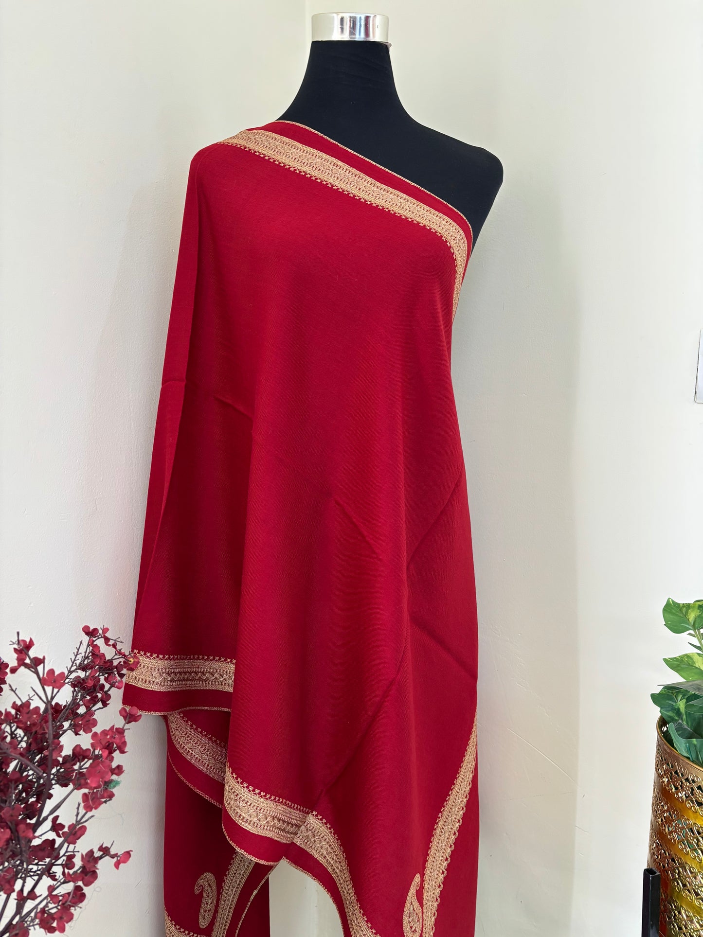 Red Baadam Bael Kashmiri Stole