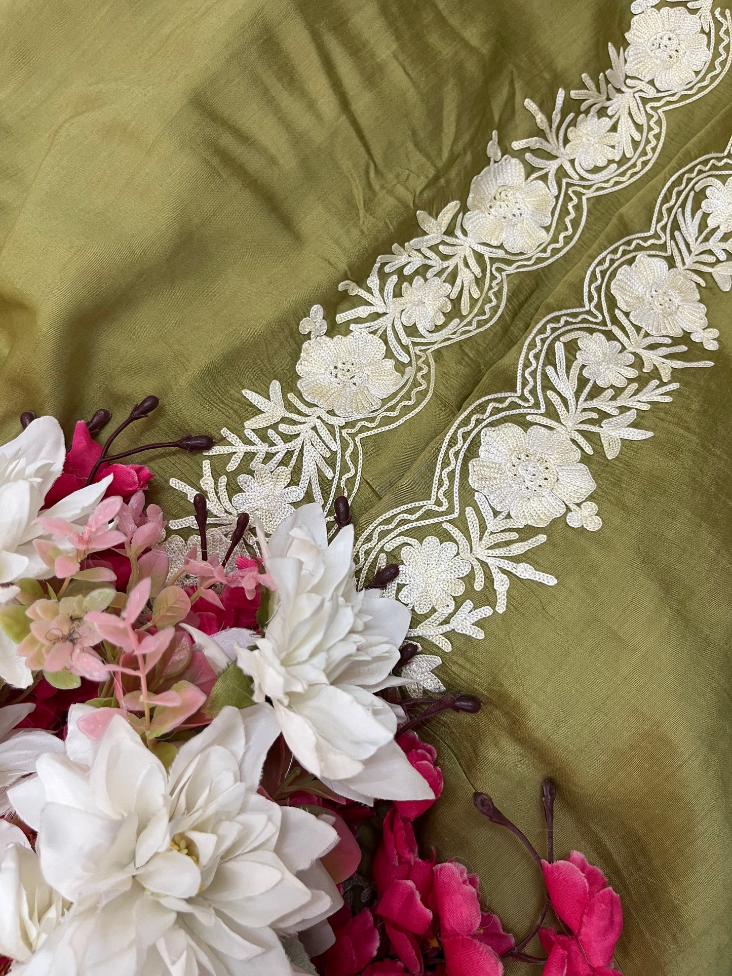 Pista Green Chanderi Silk Kashmiri Suit