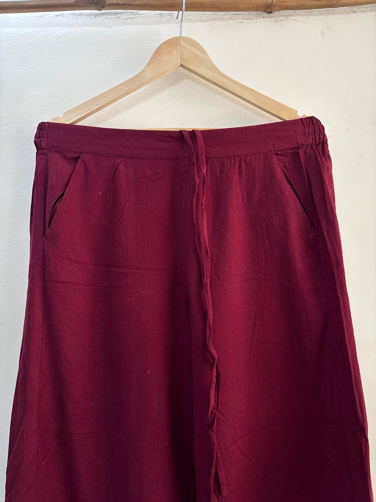 Women Maroon Wide Leg Aari Embroidered Palazzos
