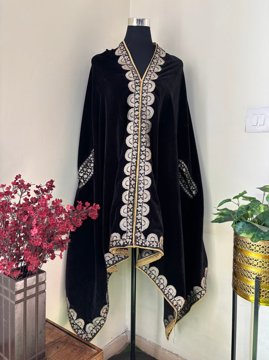 Black Tilla Embroidered Velvet Cape