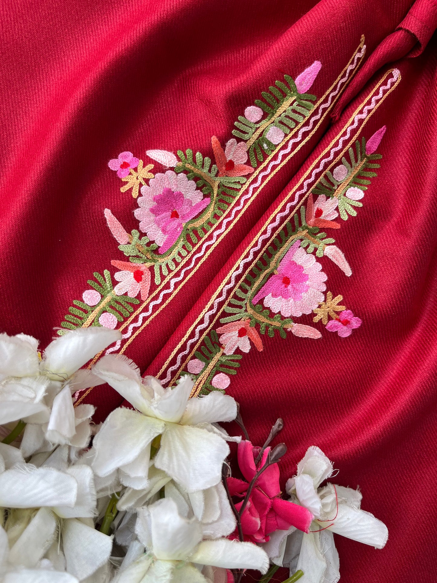 Maroon Woollen Aari Embroidered 3pc suit