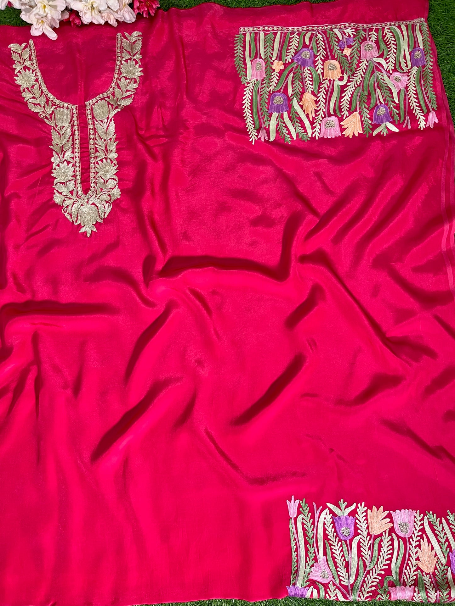 Kalaa’ Fuchsia Pink Crape Kashmiri Suit