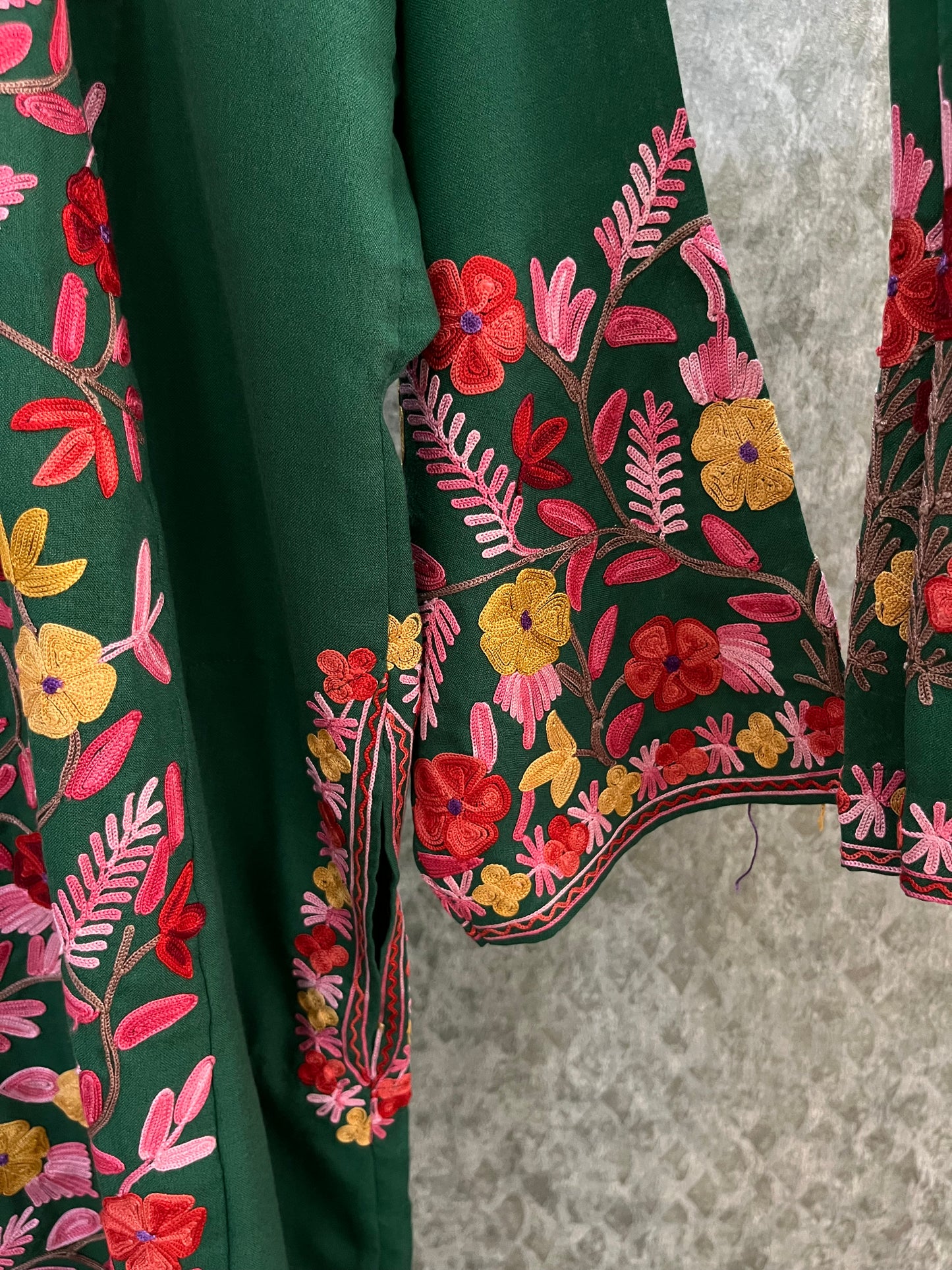 Bottle Green Cotton Front Jaal Pheran Set  Size(46)