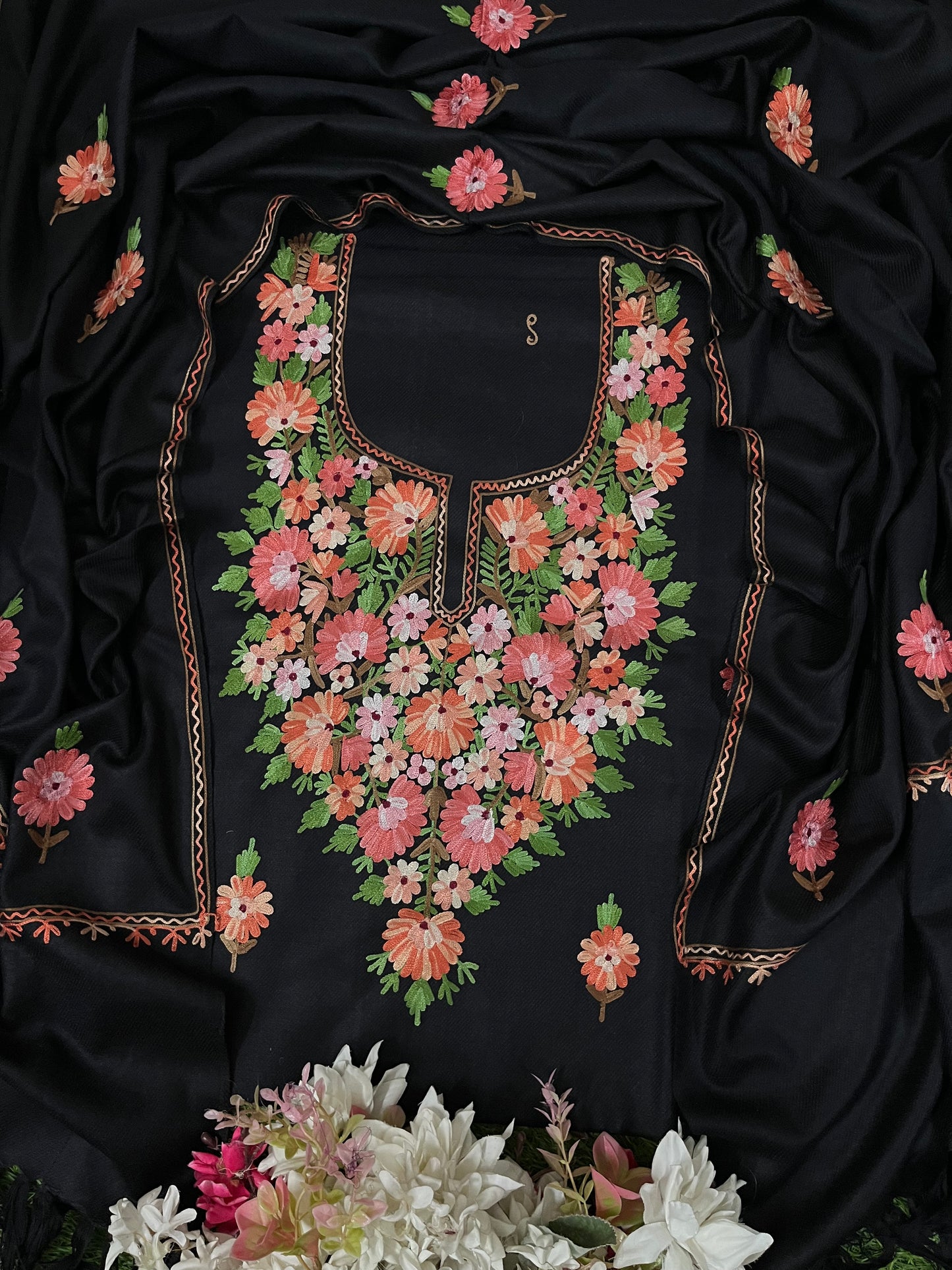 Black Woollen Aari Embroidered 3pc suit